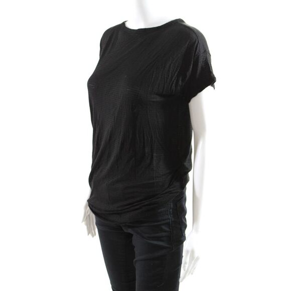 T Alexander Wang Womens Striped Print Short Sleeve T-Shirt Dress Black Size S - Picture 2 of 6